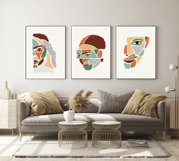 Plakater - Moderne kunst / Menneskeligt Ansigt / sæt med 3