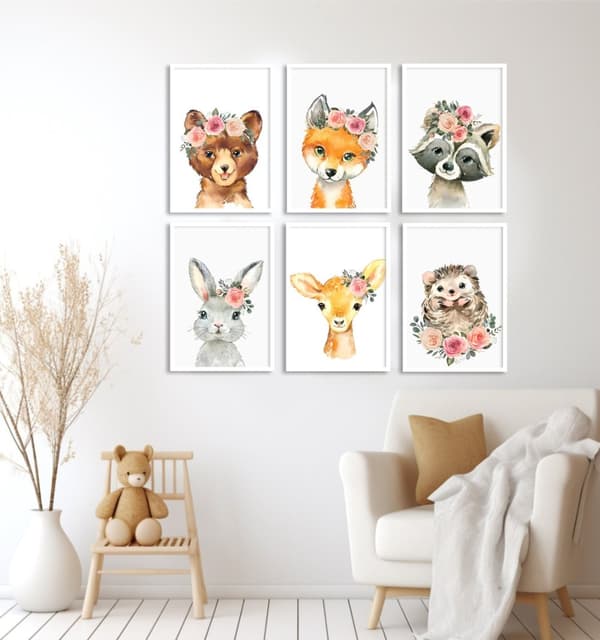 Plakater - Blomster og Dyr / Sæt med 6
