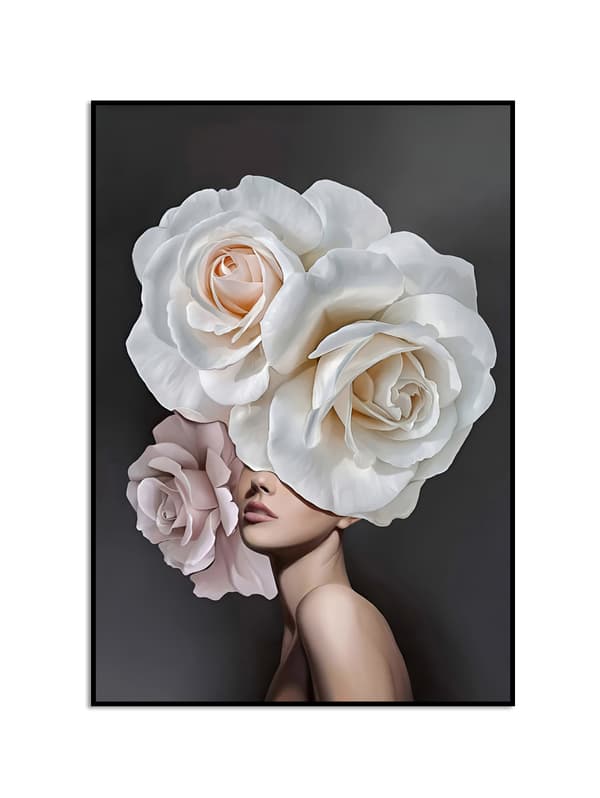 Plakat - Blomsterjente / Hvite og rosa blomster