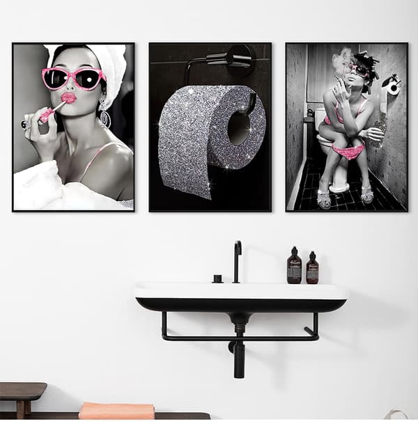 Posters - Kvinnakonst för Badrum / Set med 3