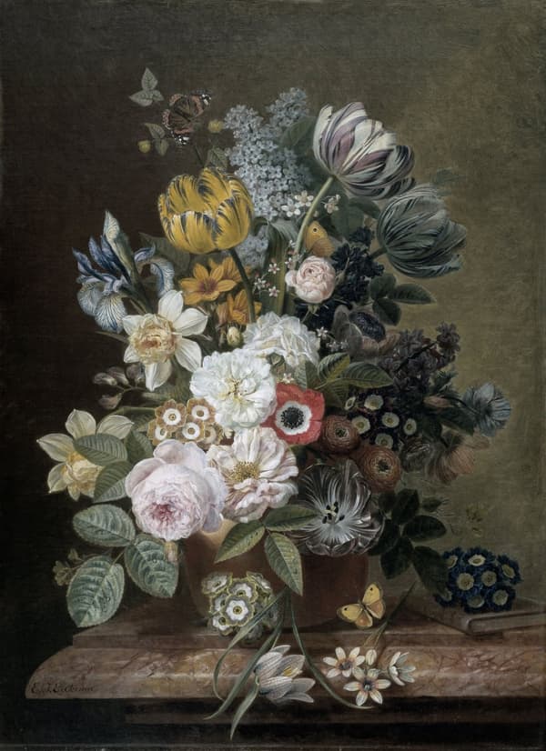 Plakat - Blomster med sommerfugl