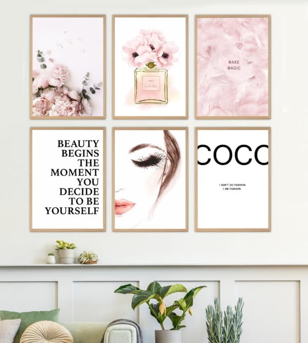 Plakat - Coco pink / Sæt med 6