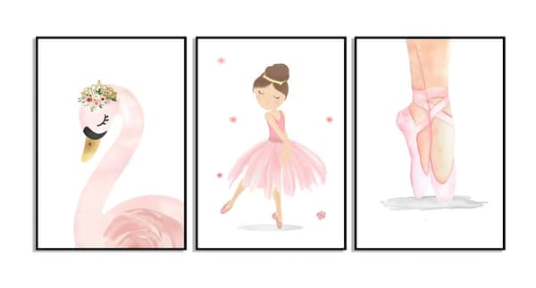 Plakater -Boho-kunst / Dansejente og svane / sett med 3