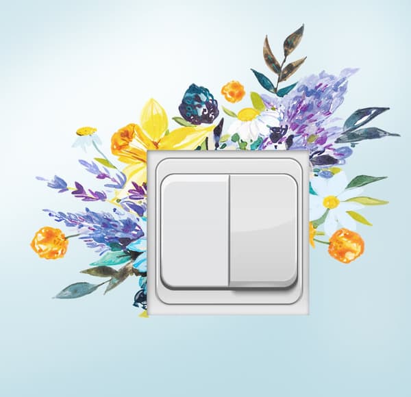 Switch-klistremerke - Gule og blå blomster