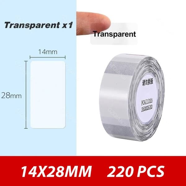 Niimbot-etikett for D101/110 / 14 x 28 mm, 220  stk / Gjennomsiktig
