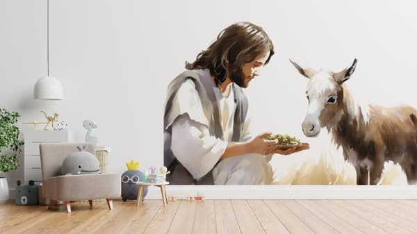 Veggklistremerke - Jesus mater et esel / 02