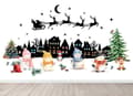 Miniatyrbild 1 av 5: Väggdekal - Jul / Släde, Snögubbe och träd