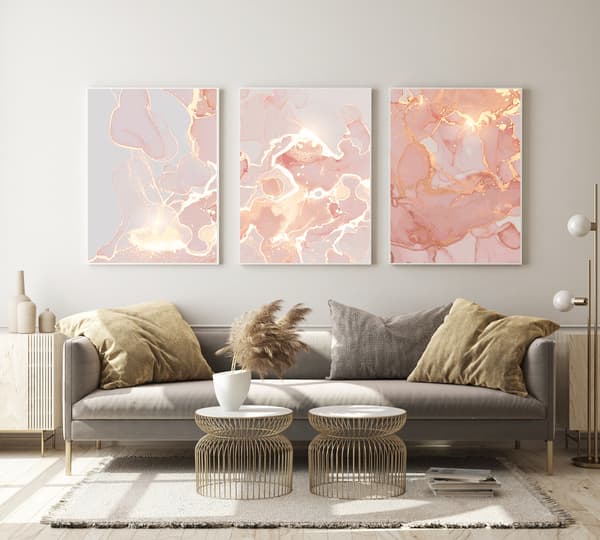 Plakater - Rosa veggmønster / sett med 3