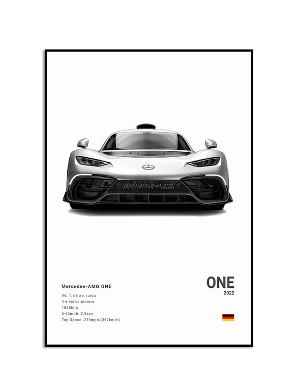 Plakat – Luksus svart og hvit sportsbil / ONE 2022
