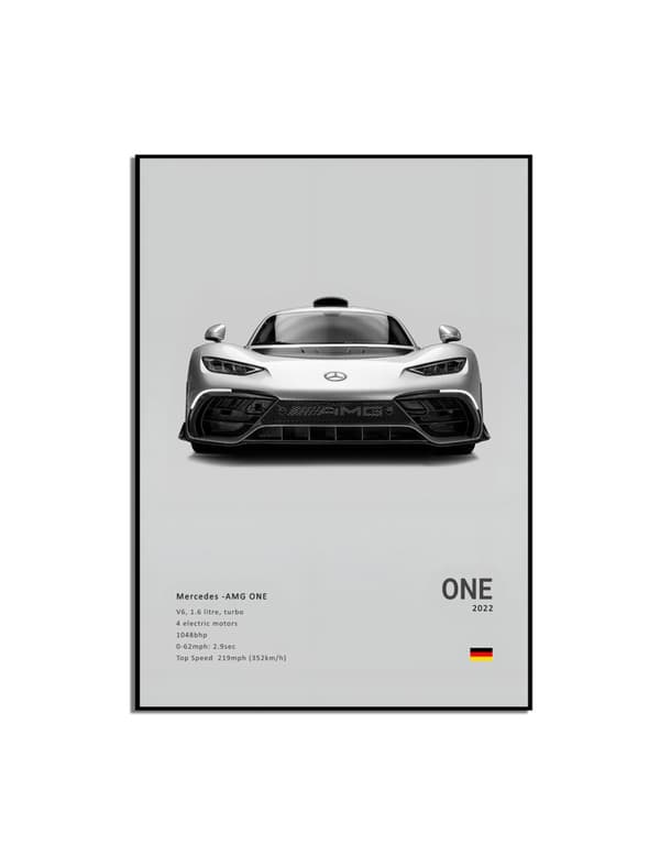 Plakat – Luksus sort og hvid sportsvogn / ONE 2022 / 02