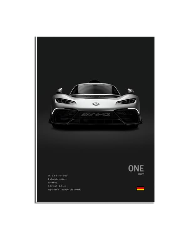 Plakat –  Luksus sort og hvid sportsvogn / ONE 2022 / 03