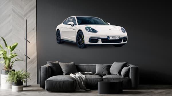 Veggklistremerke - Porsche / Hvit