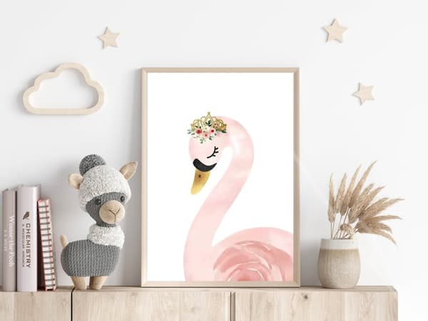 Plakat – Svane med krone og blomster