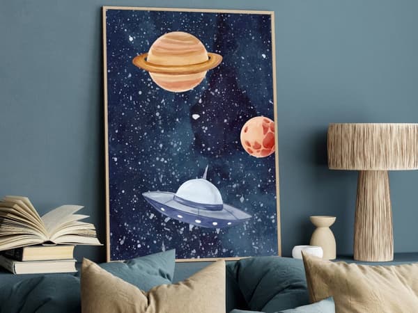 Plakat – Planeter og Rakett