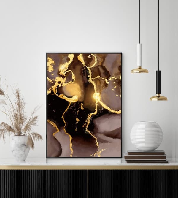Poster – Guld og Sort Kunst / 01