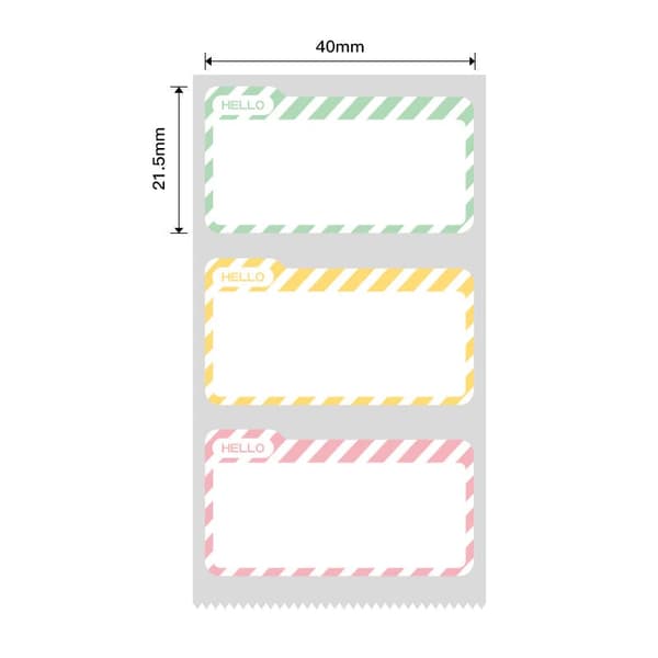 NIIMBOT Etikettklistremerker B1 / B21 / B3-serien 40 x 21,5 mm / 300 stk / Hallo etikettdesign (FLERFARGET)