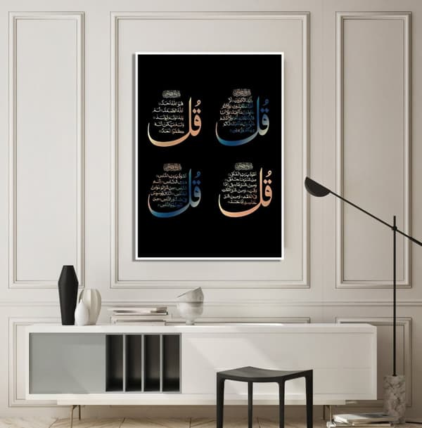 Plakat – Farverig islamisk kunst / Arabisk kalligrafi / En Kvartet af Kalligrafi