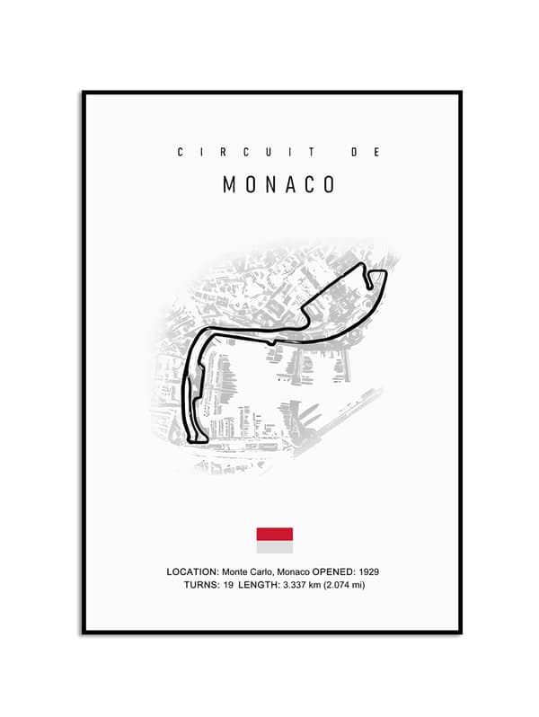 Juliste – CIRCUIT DE / MONACO / Valkoinen