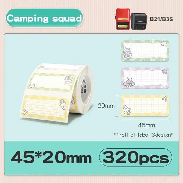 NIIMBOT Label Stickers B1 / B21 / B3-serien 45 x 20 mm / 320 stk / Campinghold