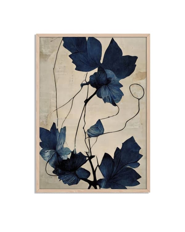 Blå Blomster Eleganse Plakat