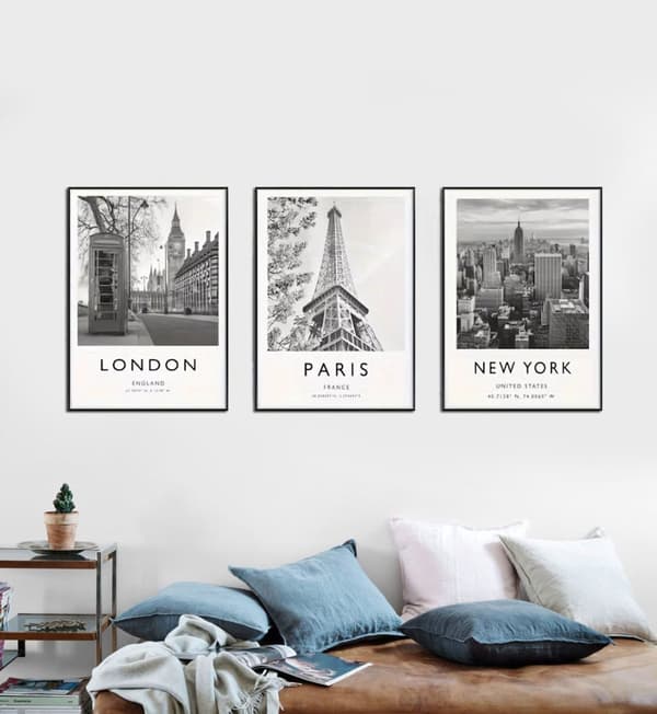 London, Paris, New York Affischset av 3