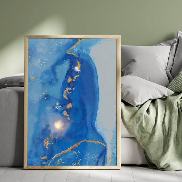 Blå Abstrakt Vægkunst Plakat