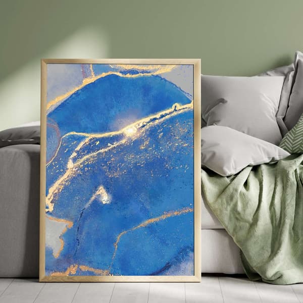 Blå Abstrakt Kunstplakat