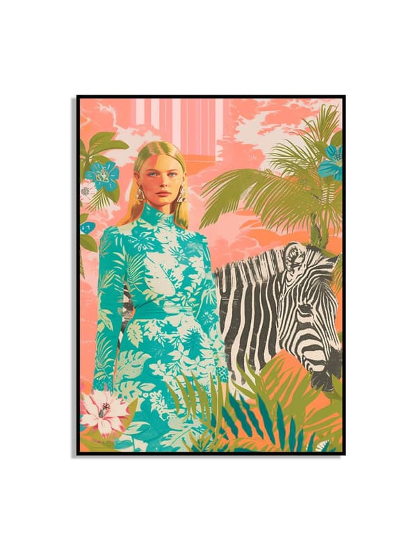 Zebra og Kvinde Kunst Poster