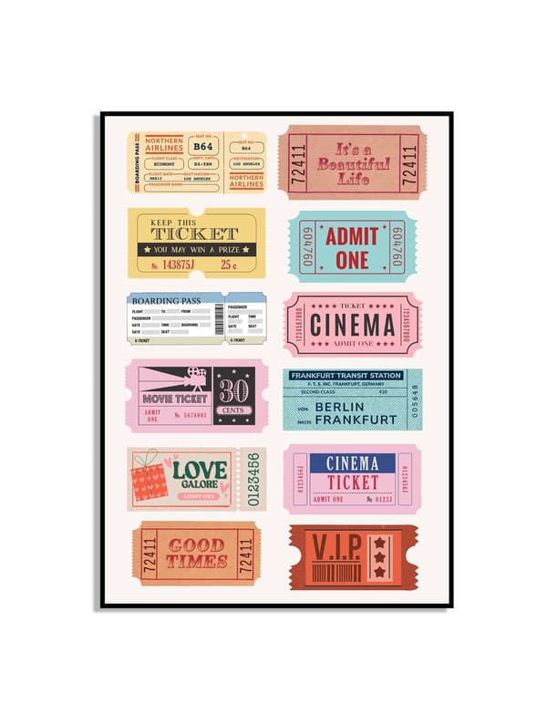 Retro Billetter Collage Plakat