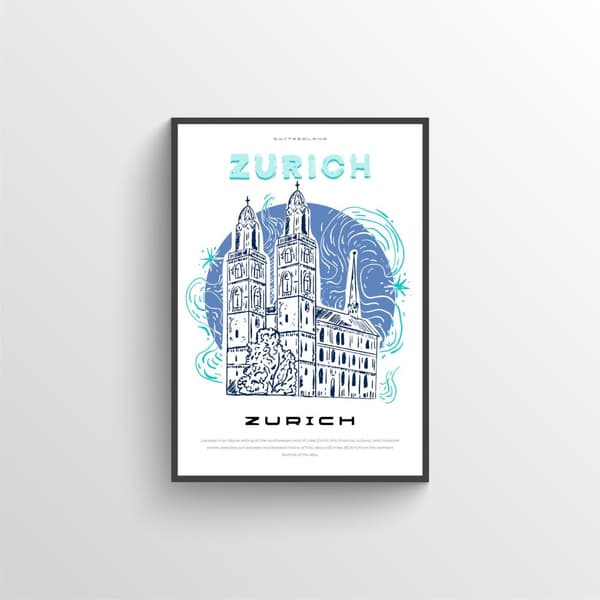 Zürich Bylandskap Veggplakat