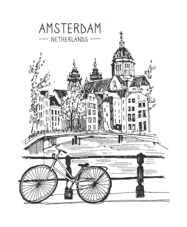 Amsterdam Byscape Vægplakat