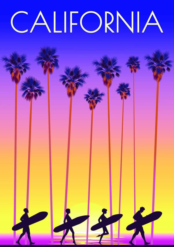 California Surfing Veggplakat