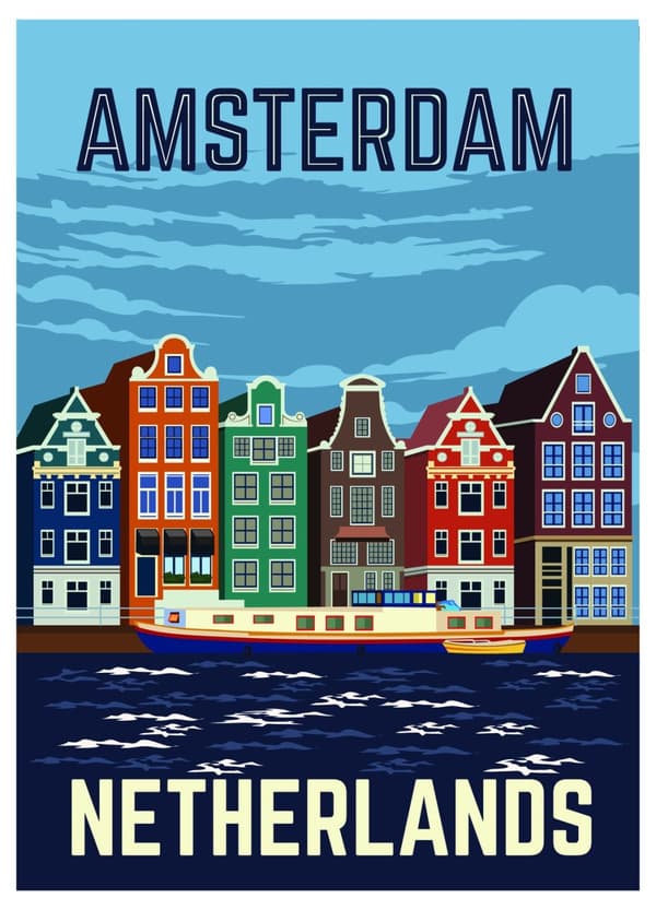 Amsterdam-stadens väggposter