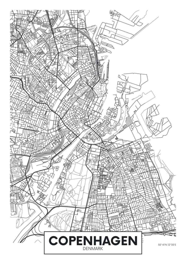 København Kart Veggplakat
