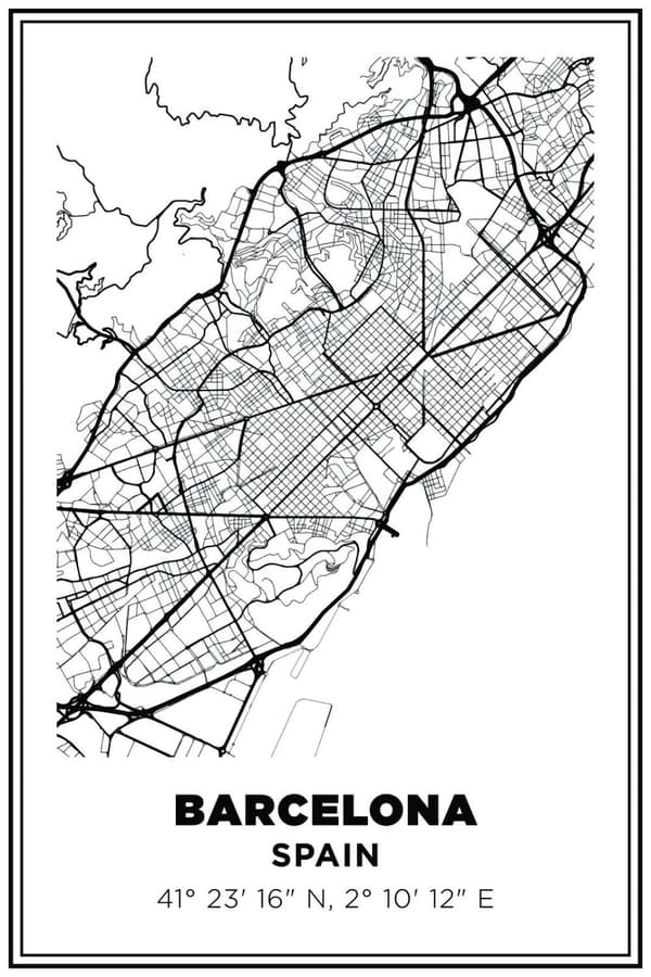 Barcelona Karta Poster