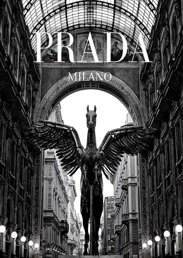 Prada Milano Svart og Hvit Plakat