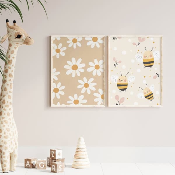 Poster - Prästkrage och Bi Design / Set av 2