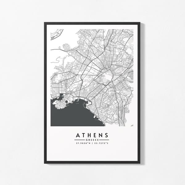 Poster - Kort over Athen
