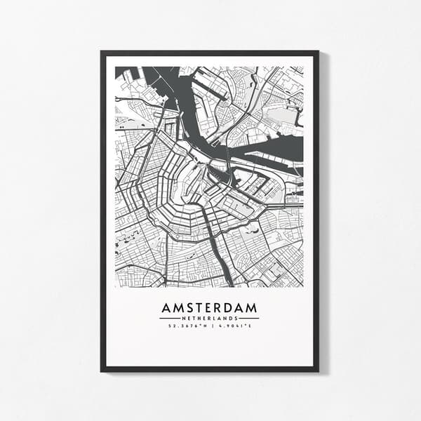 Plakat - Amsterdam Kort