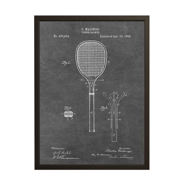 Patent Tegning Plakat - Tennis Racket
