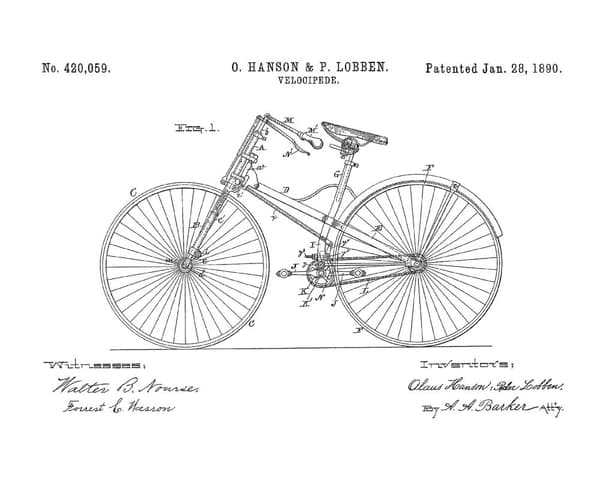 Patenttegning Plakat - Velocipede Cykel