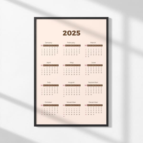 Plakat - 2025 Minimalistisk Kalender