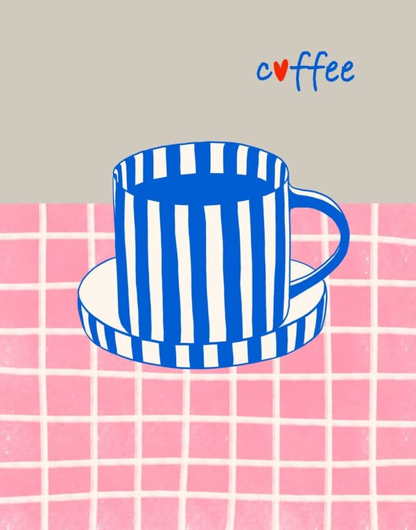 Plakat - Blå Kaffekop
