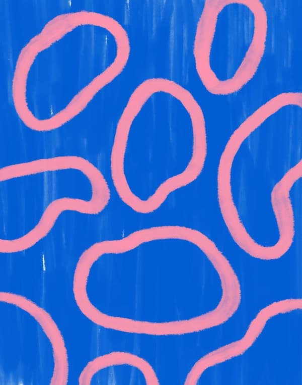 Plakat - Abstrakt Blå og Pink