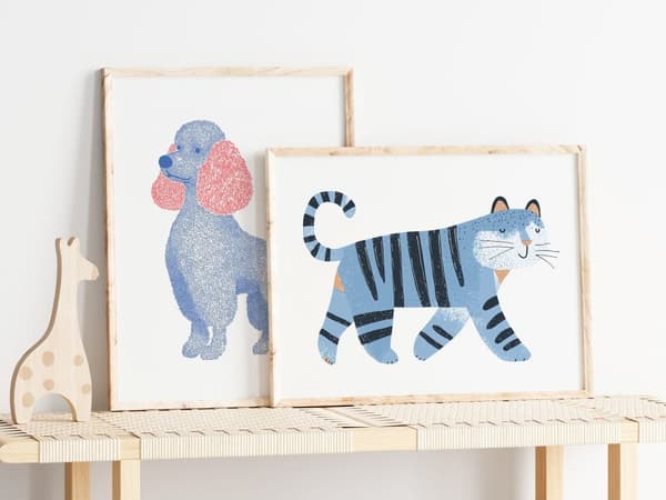 Plakat - Hund og Katt Kunst / Sett av 2