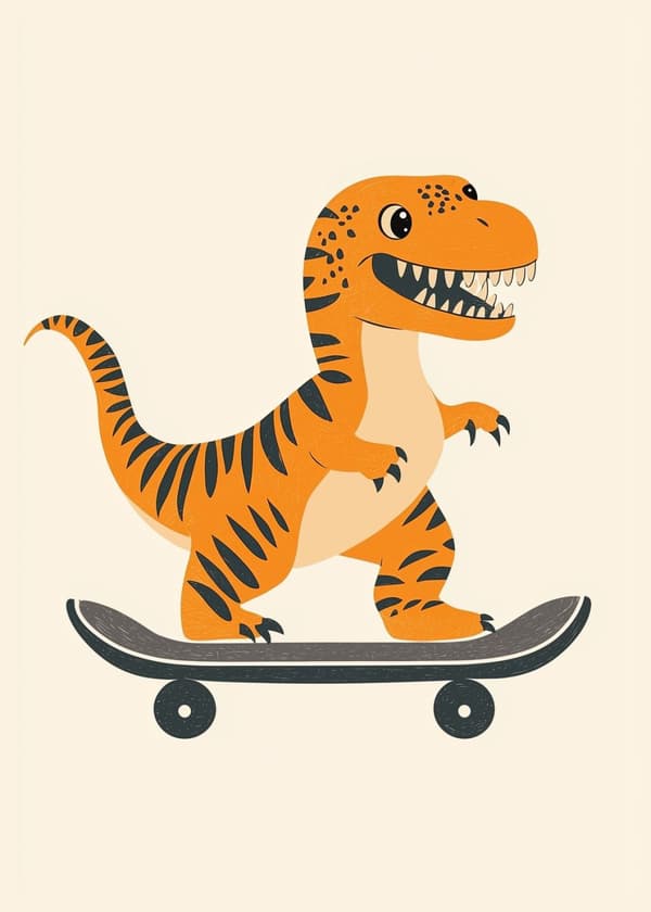 Plakat - Dinosaur Skateboard