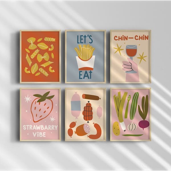 Plakat - Let's Eat Collection / Sæt af 6