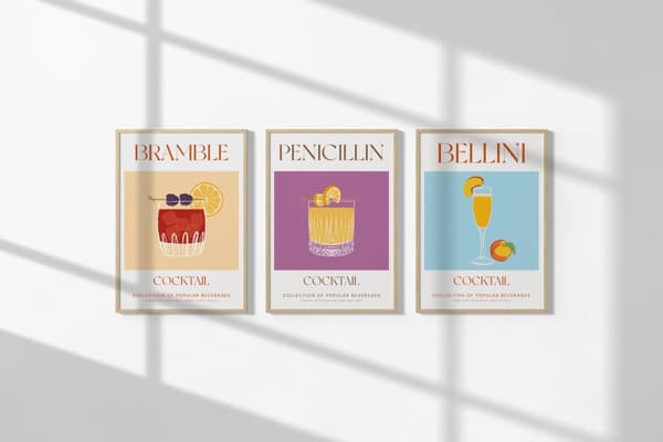 Plakat - Cocktail Drikke Kunst / Sæt af 3