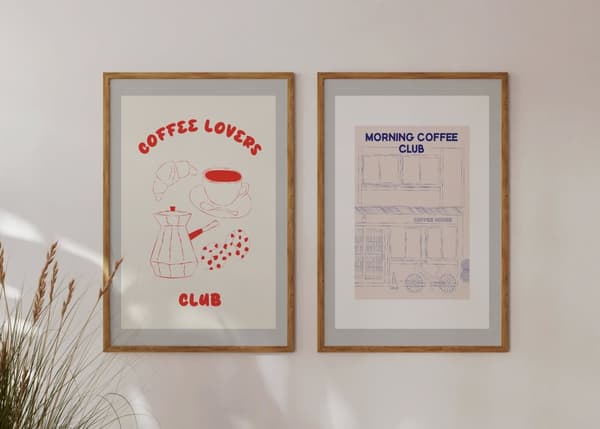 Poster - Kaffe Klubb Samling / Set av 2