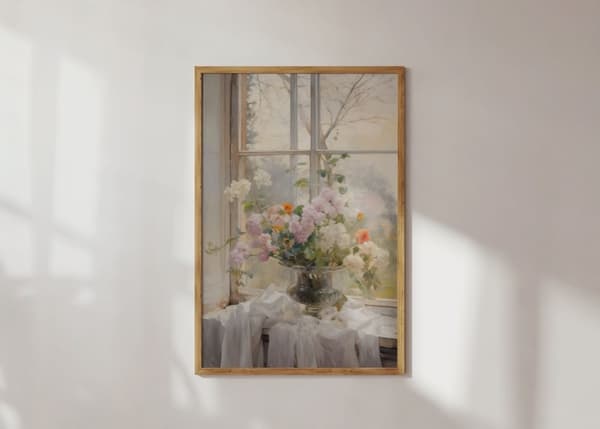 Poster - Blommor vid Fönstret